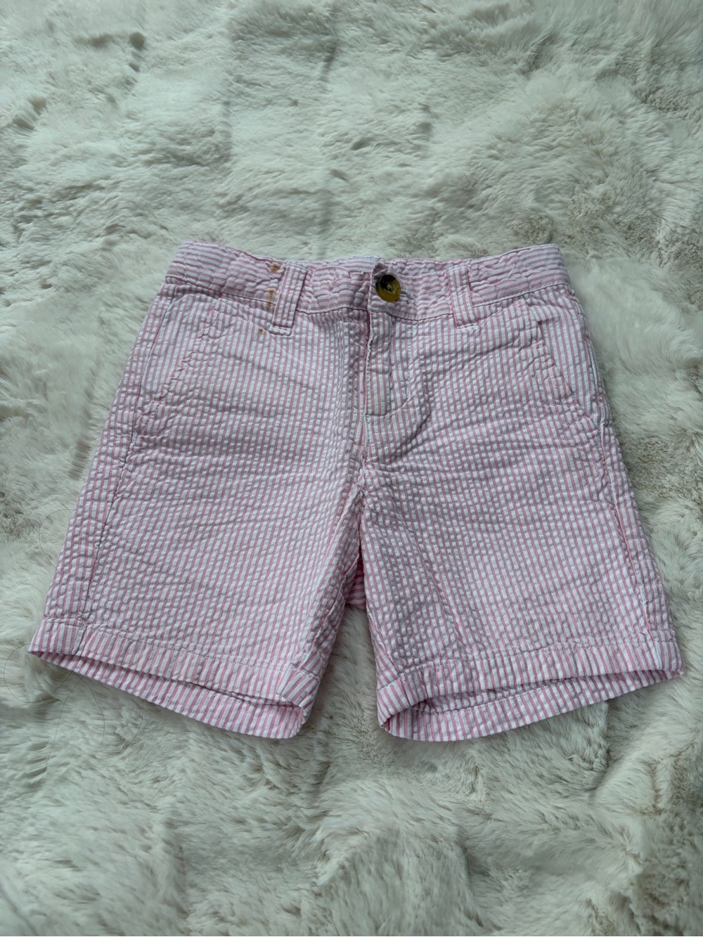 Janie and Jack Pink and White Seersucker Shorts